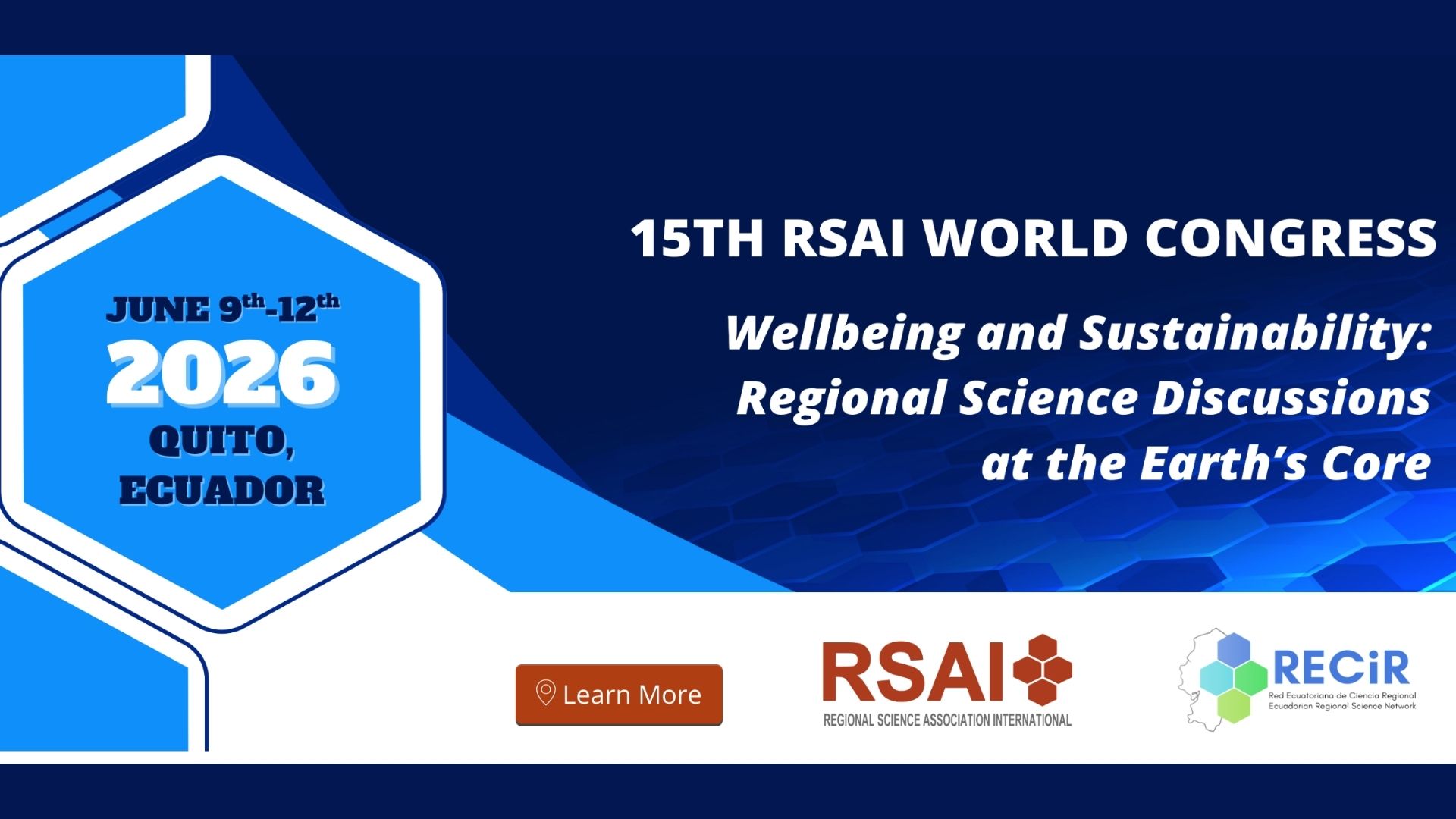 9th–12th of June 2026 – 15th RSAI World Congress – Quito, Ecuador