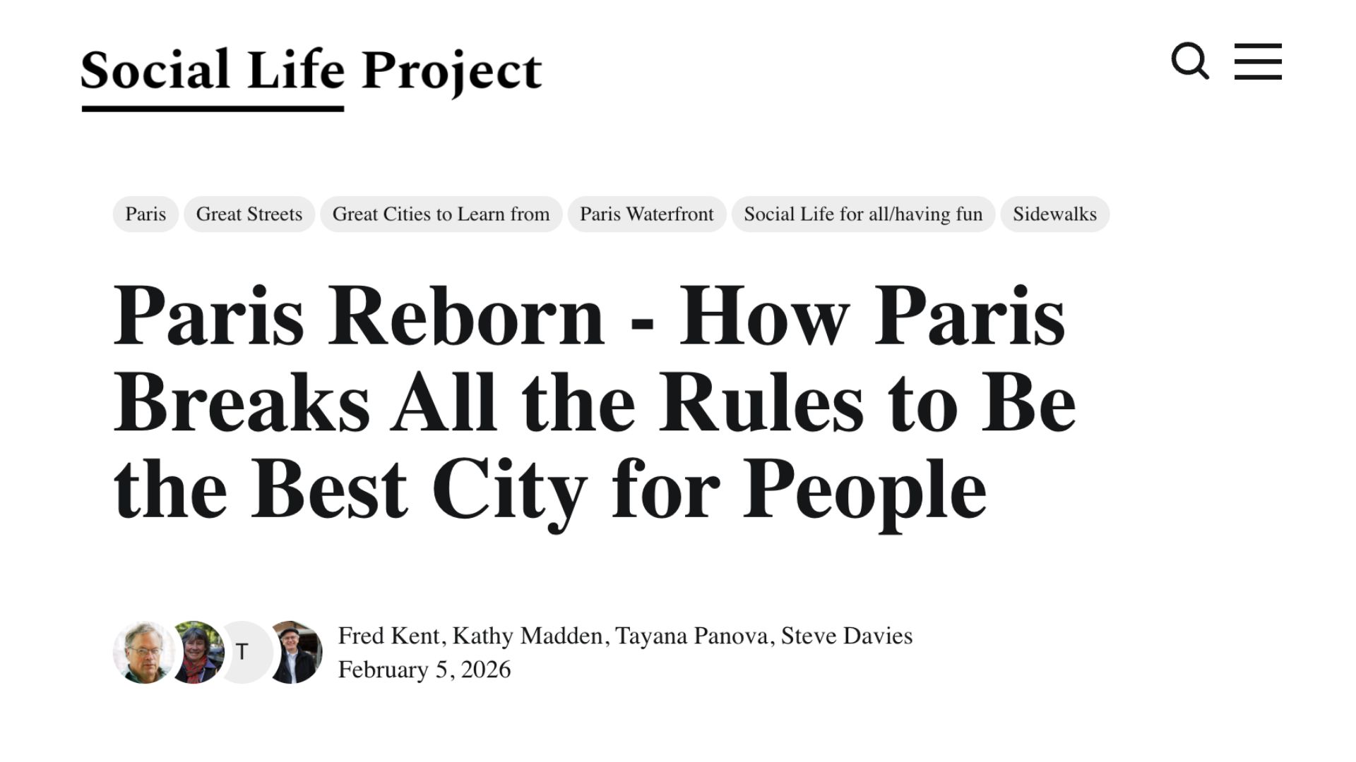 Social Life Project – How Paris Breaks All the Rules to Be the Best City for People – March 2026
