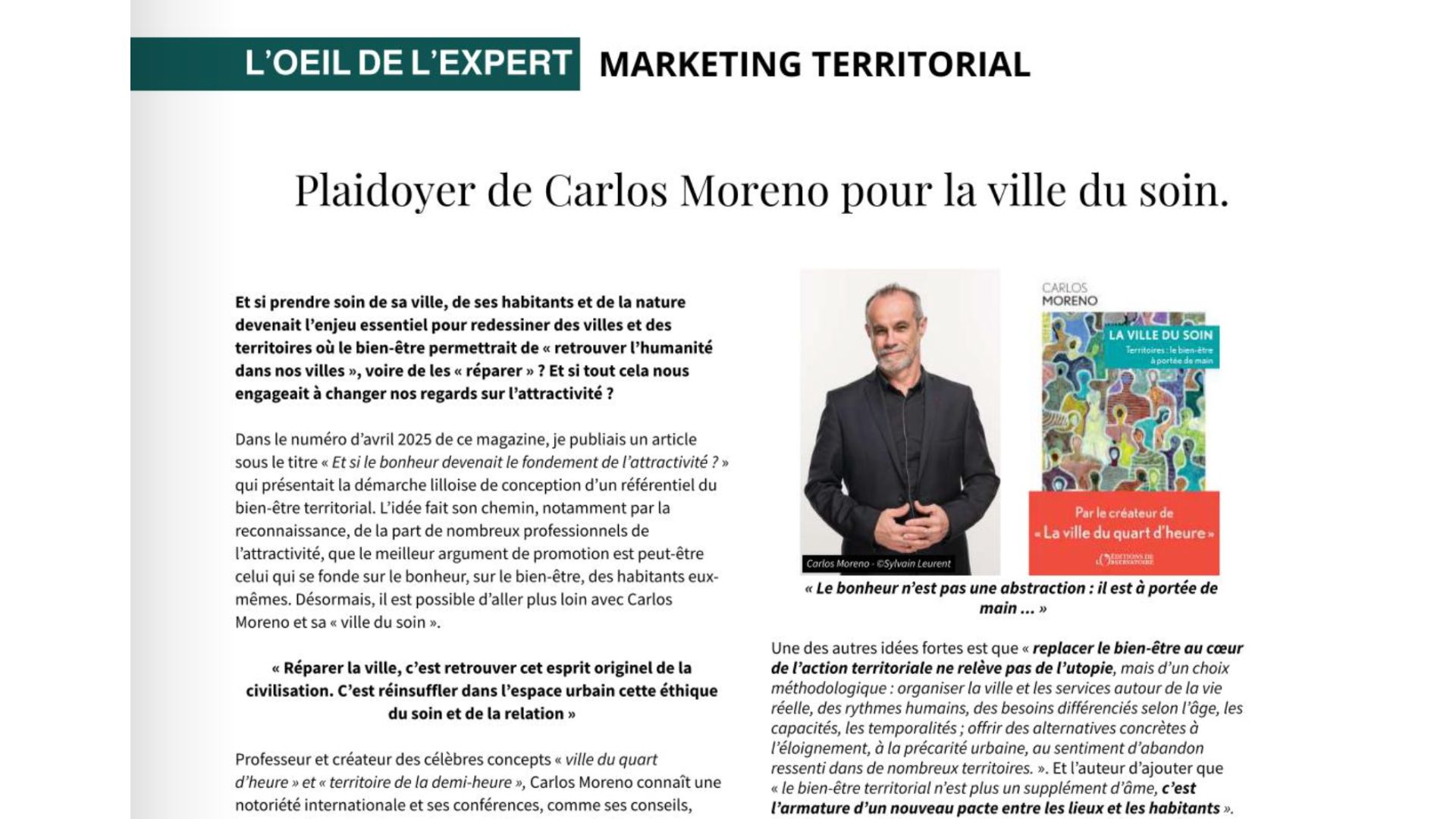 Le Journal des Départements – Plaidoyer de Carlos Moreno pour la ville du soin – May 2026
