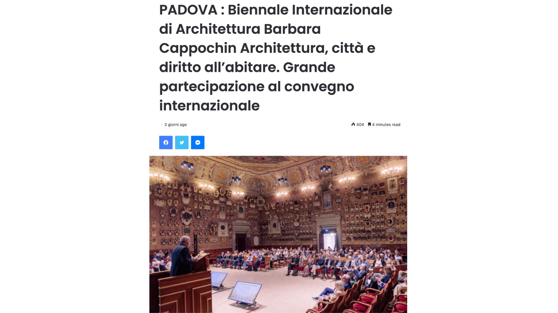 CaféTV24 – Padova: Biennale Internazionale di Architettura Barbara Cappochin. Architettura, città e diritto all’abitare. Grande partecipazione al convegno internazionale – June 2026