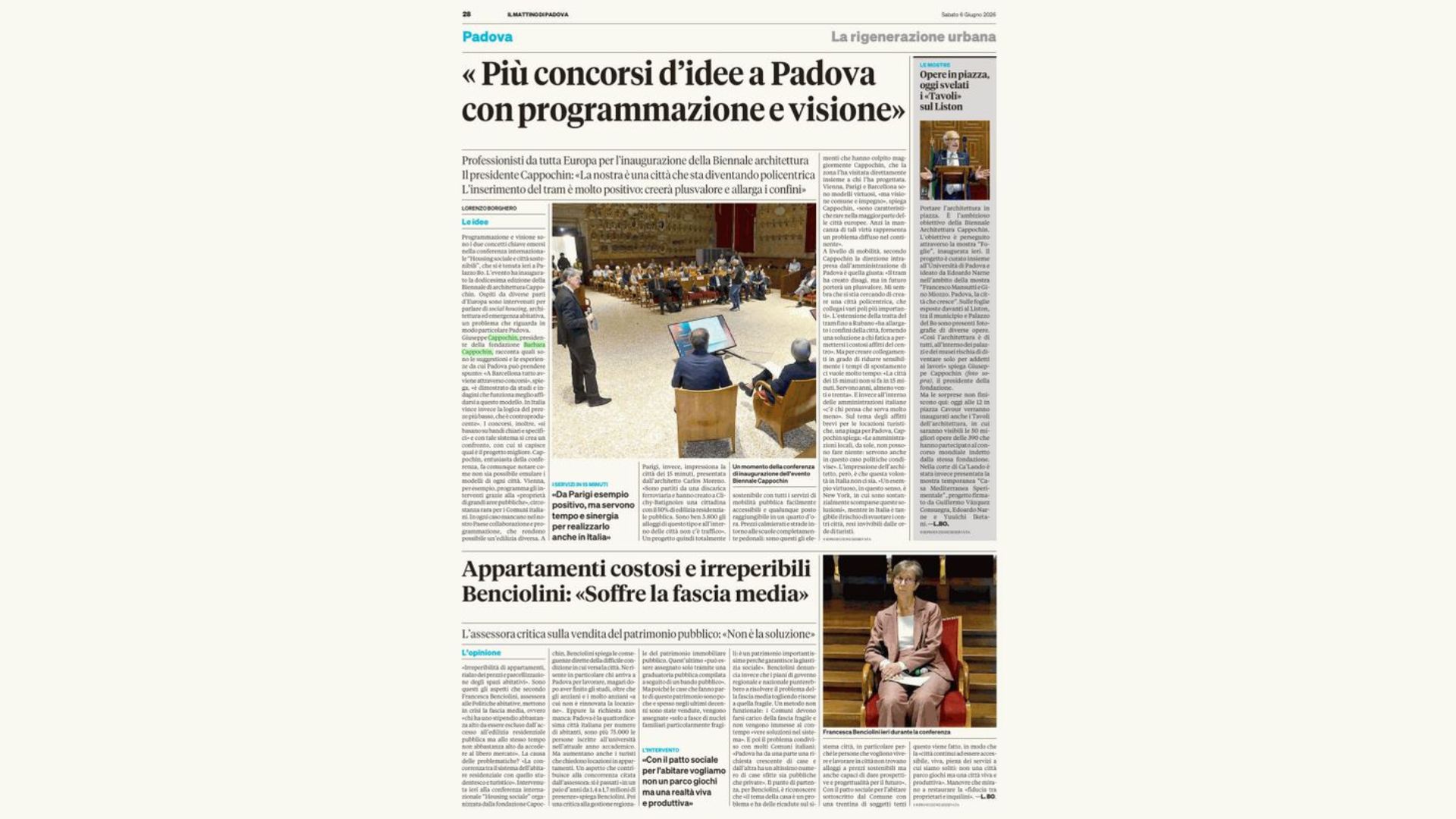 Il Mattino di Padova – «Più concorsi d’idea a Padova con programmazione e visione» – June 2026